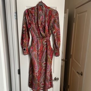 Paisley Print Long Sleeve Dress